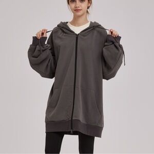 Nap Loungewear Full Zip Oversized Hoodie Sweatshirt Navy Blue Women’s Sz XXS